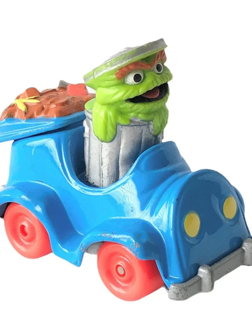 Vintage 1987 Playskool Sesame Street OSCAR THE GROUCH Die Cast Car 3” Blue Trash